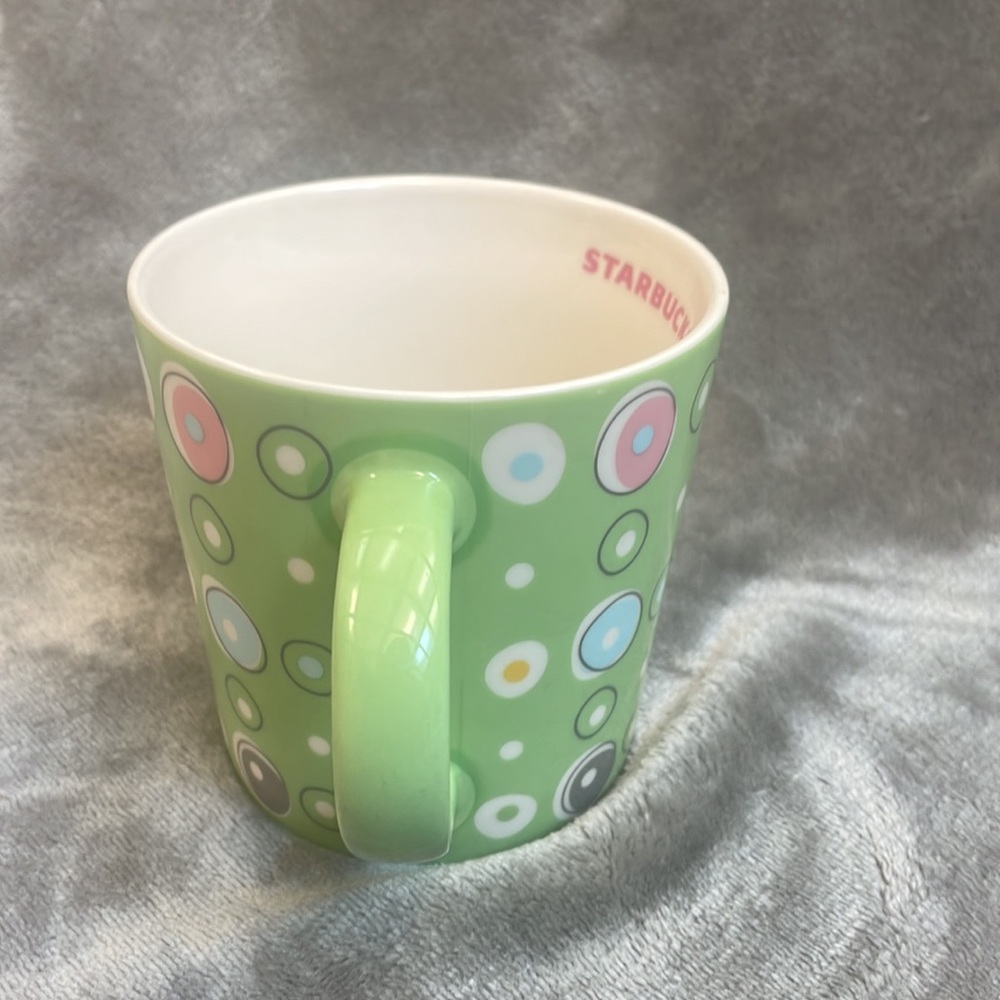 Starbucks Coffee Mug 2005 Spring Green Pastel Circles Dots Bubbles Cup 16 oz. - Picture 2 of 7